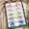 Set di 10 grandi mollette per capelli a fiore perlato con eleganti centri in perla - Plumeria And Five Petal Mixed Collection
