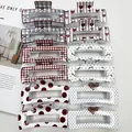 Collezione di fermagli per capelli quadrati con vari motivi a quadri, pois e fiocchi - Set Grande di Modelli Quadrati Misti