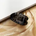 Flat hair claw clip in tortoiseshell marble pattern with elegant hollow stripe design - Glossy Solid Coffee Leopard