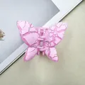 Pink marble texture butterfly hair claw clip with spring for elegant hairstyling - Pink