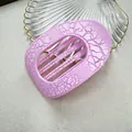 Pinza per capelli lavanda con motivo screpolato rosa in piatto decorativo di vetro - Ellisse piatta / Rosa