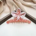 Molla per capelli a fiore di frangipane sfumato rosa-arancio con bordi dei petali opachi - Rosso Perlato (Plumeria)