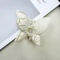 Elegant cream white butterfly hair claw clip with golden crackle texture finish - Light Yellow