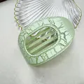 Pinza per capelli ovale piatta con motivo crepato verde chiaro e design a griglia - Ellisse piatta / Verde