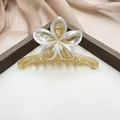 Molla per capelli a forma di plumeria oro champagne con bordi bianco perla lucidi - Pearlescent Yellow (Plumeria)