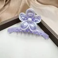 Molletta per capelli a fiore viola perlato a cinque petali con perla centrale - Pearlescent Purple (Five Petal)
