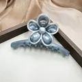 Pinza per capelli a fiori blu perlato a cinque petali con finitura in resina glitter - Pearlescent Dark Gray (Five Petal)