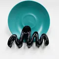 Pinza per capelli nera lucida a forma di onda con design a curva a S per acconciature - Nero