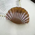 Elegant amber brown shell hair claw clip with pearlescent finish for beach vacation - Coffee