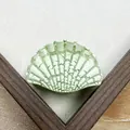 Pinza per capelli a conchiglia verde menta con trama vintage effetto crepato - 4cm / Forma di capasanta / Verde