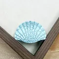 Molla per capelli azzurra a ventaglio con trama a conchiglia e finitura vintage - 4cm / Forma di capasanta / Celeste