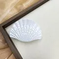 Pinza per capelli a conchiglia bianca con trama vintage effetto screpolato - 8.5cm / Forma di capasanta / Bianco