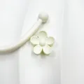 Creamy white five-petal flower hair claw clip in matte finish for minimalist styling - White