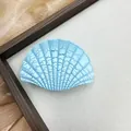 Pinza per capelli a conchiglia blu con trama craquelé e finitura vintage di stile - 8.5cm / Forma di capasanta / Celeste