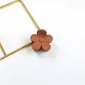 Matte caramel brown five-petal flower hair claw clip with frosted resin finish - Khaki