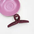 Elegant burgundy matte hair claw clip with a unique textured bubble pearl design - Red