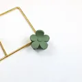 Mini matte bean green flower hair claw clip with elegant five-petal design and spring - Green