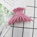 Large matte pink hair claw clip with cross-strap design for thick hair styling - Pink