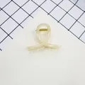 Minimalistische crème-gekleurde haarklem met gouden metalen veermechanisme - Transparant Beige