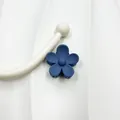 Matte navy blue flower hair claw clip with 3.5cm five-petal macaron floral design - Grey Blue