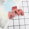 9CM coral pink matte M-shaped claw clip with elegant wavy design for women - Pink