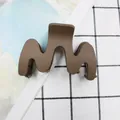 Matte dark brown 9cm M-shaped claw clip for hair styling with frosted finish texture - Gray
