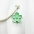 Mint green matte 3.5cm flower hair claw clip with five-petal macaron design - Grass Green