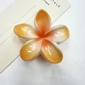 Pinza per capelli a fiore di frangipani con sfumatura arancione per vacanze al mare - 8cm / Petalo Arancione Cuore Rosso
