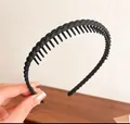 Cerchietto nero intrecciato con denti antiscivolo per acconciature e lavaggio del viso - Treccia Nera