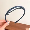 Cerchietto blu grigio opaco con trama intrecciata e denti antiscivolo da donna - Treccia Blu Navy