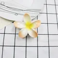 Pinza per capelli a forma di plumeria con sfumatura bianca, gialla e arancione su sfondo a scacchi - 8cm / Arancione Chiaro Cuore Giallo