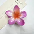 Pinza per capelli a forma di fiore di frangipane con sfumatura rosa e viola - 8cm / Petalo Viola Cuore Rosso