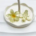 Dettaglio di fermagli per capelli frangipane con petali in resina gialla e clip a becco - 6.5cm / Giallo chiaro