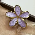 Schicke Frangipani Haarklammer mit lila Marmortextur und goldenem Metallrahmen - Hellviolett (Crackle)