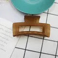 Pinza per capelli rettangolare vuota color ambra opaco per styling elegante - Marrone / Quadrato Opaco
