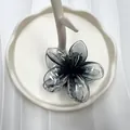 Pinza per capelli a fiori grigio fumo traslucido con elegante design a petali - Centro Nero Trasparente