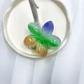 Pinza per capelli a forma di plumeria con sfumatura verde, blu e arancione su vassoio - 8cm / Arcobaleno (Viola+Verde+Arancione)