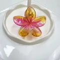 Pinza per capelli a fiore sfumata gialla e rosa con finitura lucida e traslucida - 8cm / Rosa Giallo Trasparente
