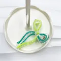 Neon and dark green swirl pattern acrylic hair claw clip with golden metal spring - Grass Green and Lake Blue