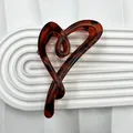 Elegant matte heart hair claw clip featuring classic tortoiseshell and amber pattern finish - 12cm Frosted Tortoiseshell Color