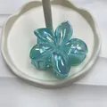 Molla per capelli a fiore blu iridescente con finitura lucida e traslucida - 8cm / Blu Gelatina Iridescente
