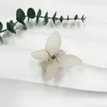Pince à cheveux papillon blanc dépoli avec ressort doré sur fond ondulé - Jaune Transparent Givré