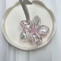Pinza per capelli a forma di fiore rosa cangiante con finitura olografica - 8cm / Rosa Metallico