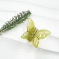 Pince à cheveux papillon vert clair élégante en résine translucide avec ressort - Vert Brillant
