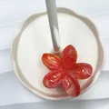 Copertura cannuccia a fiore rosso arancio marmorizzato per accessori capelli - 8cm / Rosso Marmorizzato