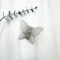 Pince à cheveux papillon gris translucide givré avec ressort métallique robuste - Gris Transparent Givré