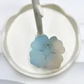 Matte flower hair claw clip in blue and brown gradient resin for women - Blue and Light Orange