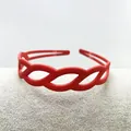 Matte red hairband featuring a hollow woven leaf design and wide non-slip frame - Orange Red