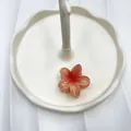 Mini molletta per capelli a fiore di frangipani arancione sfumato da 4 cm - Rosso Sfumato
