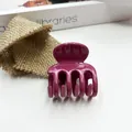 Glossy burgundy plastic hair claw clip with multi-tooth design for elegant styling - Rose Pink